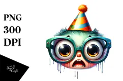 Funny Adorable Kid in Party Hat PNG Product Image 1