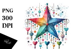 Boho Star with Hanging Hearts PNG Product Image 1