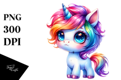 Cute Baby Unicorn Playing PNG Product Image 1