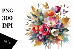 Vibrant Bouquet with Tulip Splash | Sublimation | Clipart Product Image 3