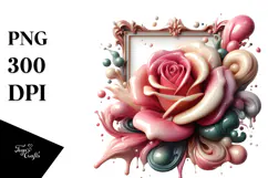 Abstract Glossy Rose Made of Like Material PNG Product Image 1