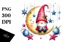 Christmas Gnomes on Moon, High-Res PNG Product Image 3