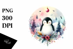Colorful Christmas Penguin PNG Product Image 3