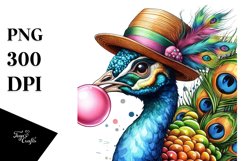 Colorful Peacock Blowing Chewing Gum | Clipart Product Image 3