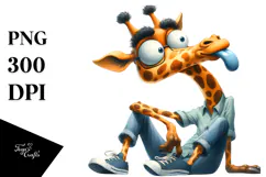 Playful Cartoon Giraffe with Playful Curiosity, Transparent Product Image 1