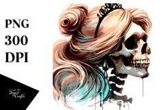 Washed Retro Skull with Hair like Cinderella Product Image 1