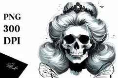 Cinderella-Like Skull, Retro PNG Product Image 3