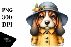 Baby Basset Hound with Raincoat | Clipart Product Image 3