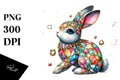 Diamond Bunny in Colorful Splash PNG Product Image 1