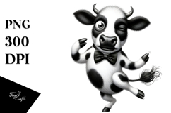 Whimsical Cow with Bow Tie, Trending PNG Product Image 1