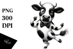 Whimsical Cow with Bow Tie, Trending PNG Product Image 1