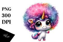 Cute Unicorn with Afro Haircut, Funny PNG Product Image 1
