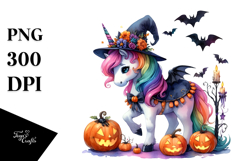 Vibrant Unicorn Halloween | Sublimation, Clipart Product Image 1