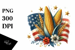 Vintage Corn Stars USA Flag Clipart Product Image 3