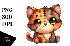 Colorful Plush Cat Watercolor | Sublimation | Clipart Product Image 1