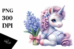 Baby Unicorn with Hyacinth Clipart Product Image 3