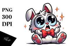 Bunny with Bow Tie, Expressive Sadness PNG Product Image 1