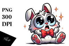 Bunny with Bow Tie, Expressive Sadness PNG Product Image 1