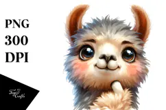 Funny Baby Llama Portrait PNG Product Image 1