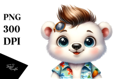 Cute Baby Polar Bear with Cool Haircut, Transparent PNG Product Image 1