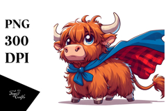 Cartoony Highland Cow, PNG Product Image 1