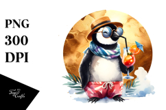 Playful Penguin in Beachwear PNG Product Image 1