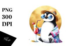 Playful Penguin in Beachwear PNG Product Image 1