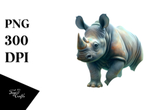 Digital Watercolor Baby Rhino PNG Product Image 1