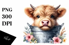 Cute Baby Highland Cow PNG Product Image 3