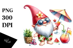 Gnome Drinking with Summer Clothes, High-Res PNG Product Image 1