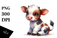 Cute Baby Cow Painting PNG Product Image 1