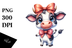 Cow Big Eyes Bow Clipart Product Image 1