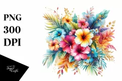 Colorful Hawaiian Abstract Watercolor PNG Product Image 1