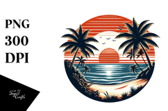 Vintage Tropical Beach Sunset PNG Product Image 1