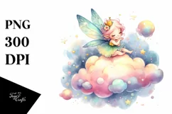 Colorful Fairy on Cloud | Sublimation Clipart Product Image 3