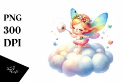 Colorful Fairy on Cloud | Sublimation Clipart Product Image 1