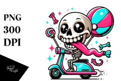 Funny Skeleton with Balloon, Colorful PNG Product Image 1