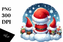 Vibrant Santa on Cloud with Snowflakes PNG Product Image 3