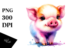 Watercolor Cute Baby Pig in the Style of | Sublimation | Product Image 1