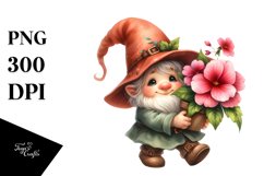 Cute Baby Gnome with Impatiens, Transparent PNG Product Image 1