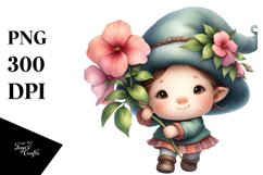 Baby Gnome with Impatiens Floral Frame Product Image 1