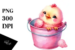 cute Baby Chicken with Bucket PNG Product Image 1