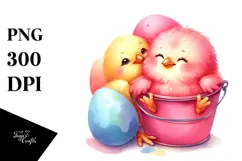 cute Baby Chicken with Bucket PNG Product Image 1