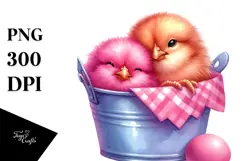 cute Baby Chicken with Bucket PNG Product Image 1