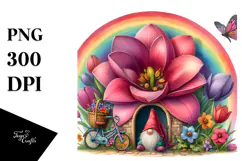 Watercolor Gnome House Flower Rainbow Bird Butterfly | Product Image 1