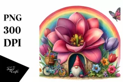 Watercolor Gnome House Flower Rainbow Bird Butterfly | Product Image 3