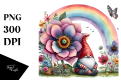 Watercolor Gnome House Flower Rainbow Bird Butterfly | Product Image 1
