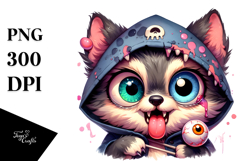 Funny Werewolf Licking Eyeball Candy, PNG Product Image 1