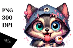 Funny Werewolf Licking Eyeball Candy, PNG Product Image 1