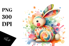 Colorful Bunny Made of Wood PNG Product Image 1
